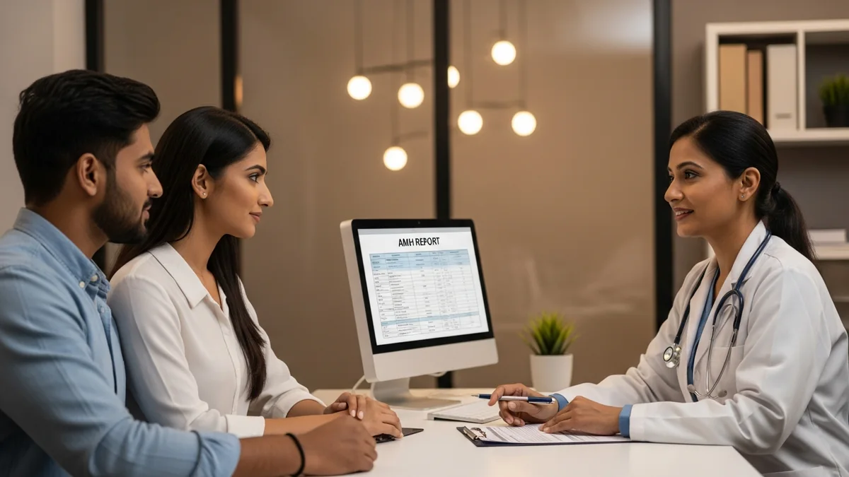 Couple consulting with a female fertility specialist about anti-müllerian hormone (amh) test: complete guide