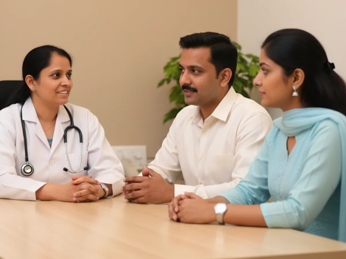Couple consulting with a female fertility specialist about are ivf babies healthy? facts & reassurance for parents