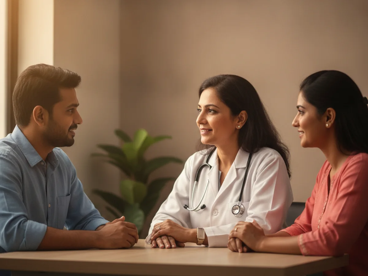 Couple consulting with a female fertility specialist about average time to conceive by age: what to expect