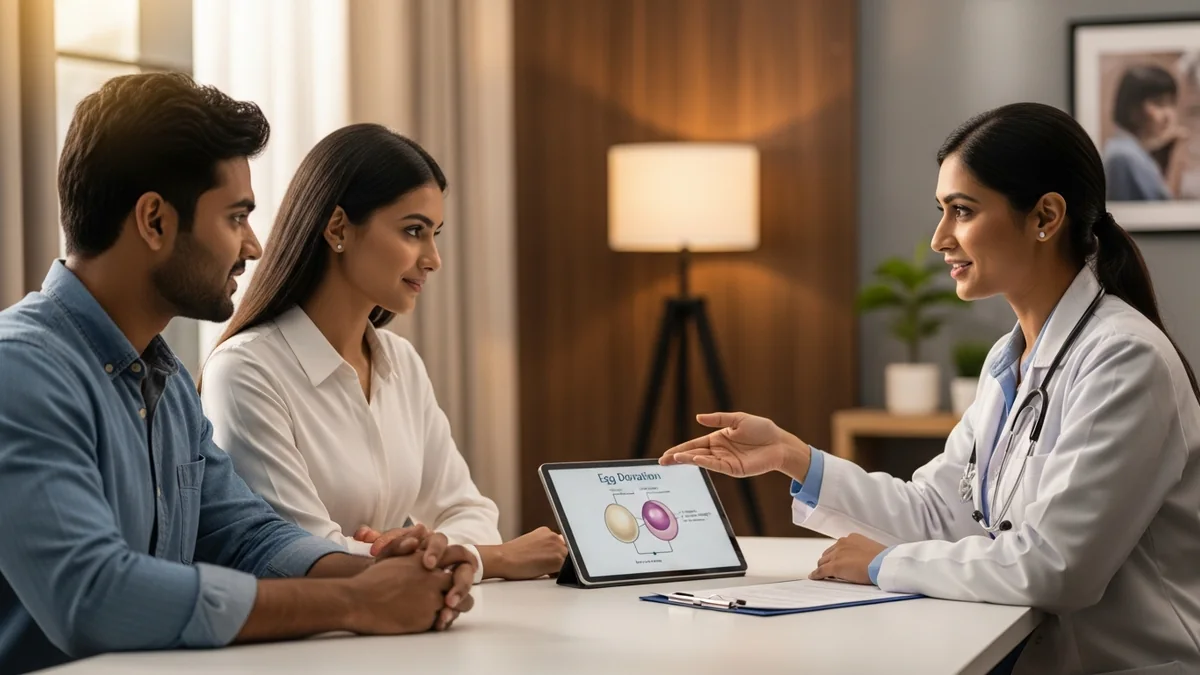Couple consulting with a female fertility specialist about donor egg ivf: is it right for you?