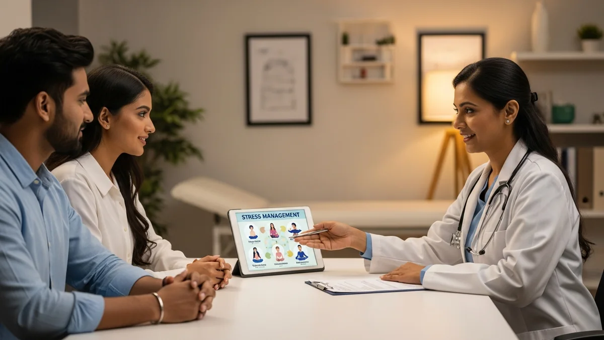 Couple consulting with a female fertility specialist about fertility treatment: wellbeing matters