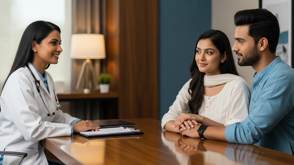 Couple consulting with a female fertility specialist about era test: is it right for you?