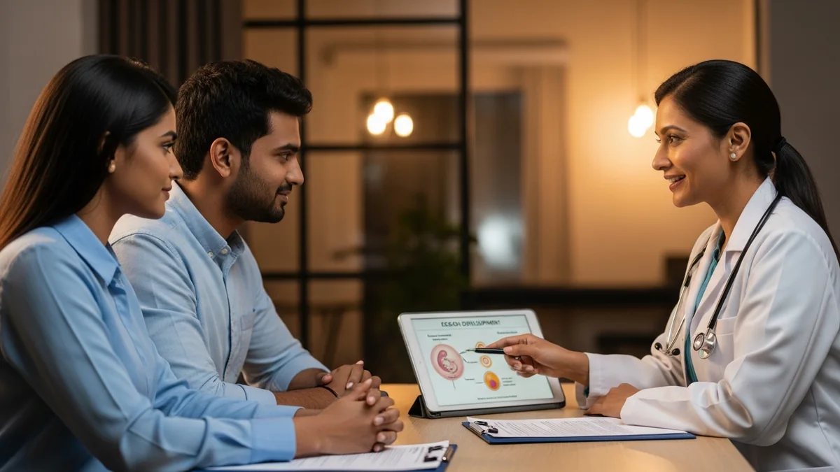 Couple consulting with a female fertility specialist about fertility myths debunked