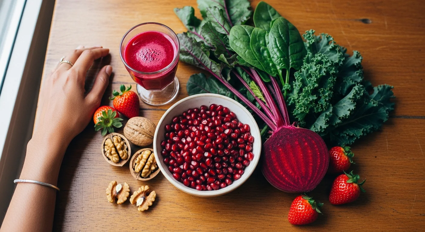 A top-down editorial food photograph related to: foods to increase endometrial thickness — ivf diet guide