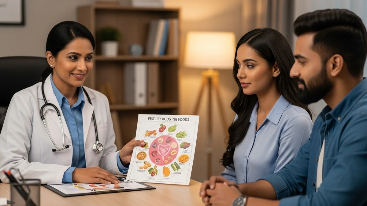 Couple consulting with a female fertility specialist about how to increase amh level naturally: diet, supplements & lifestyle