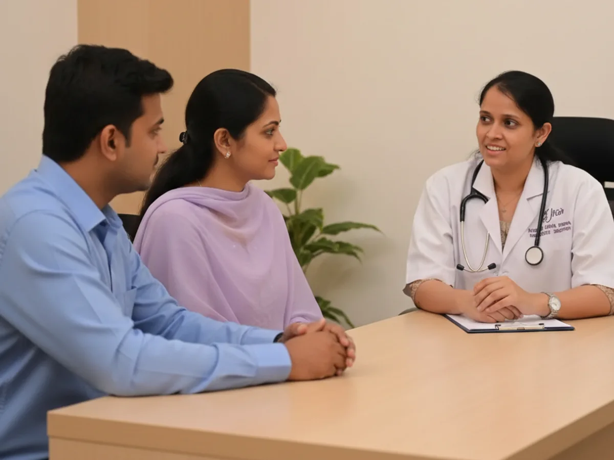 Couple consulting with a female fertility specialist about is infertility curable? modern fertility solutions