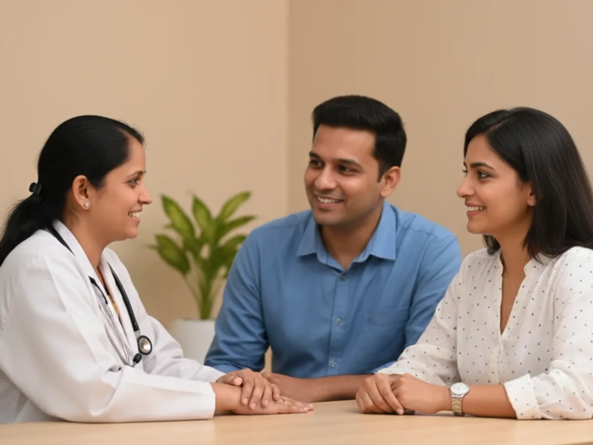 Couple consulting with a female fertility specialist about is ivf painful? understanding discomfort & relief