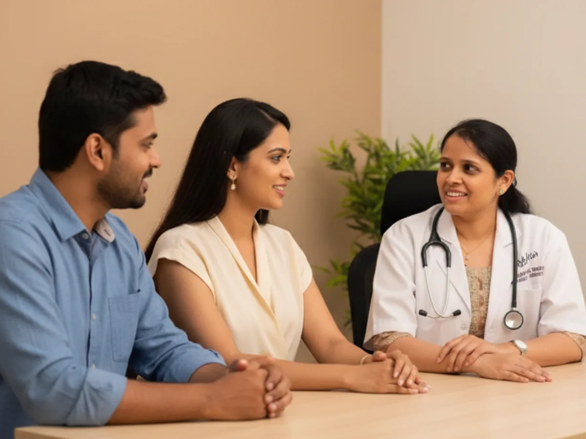 Couple consulting with a female fertility specialist about is ivf safe? understanding risks & reassurance