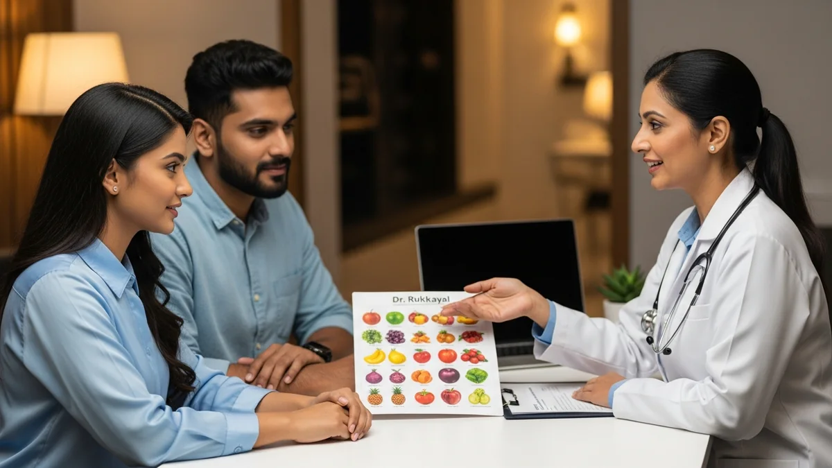Couple consulting with a female fertility specialist about papaya and male fertility: what's the truth?