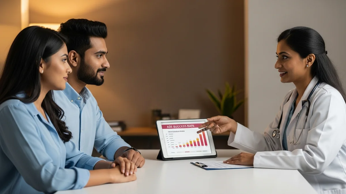 Couple consulting with a female fertility specialist about iui success rate by age