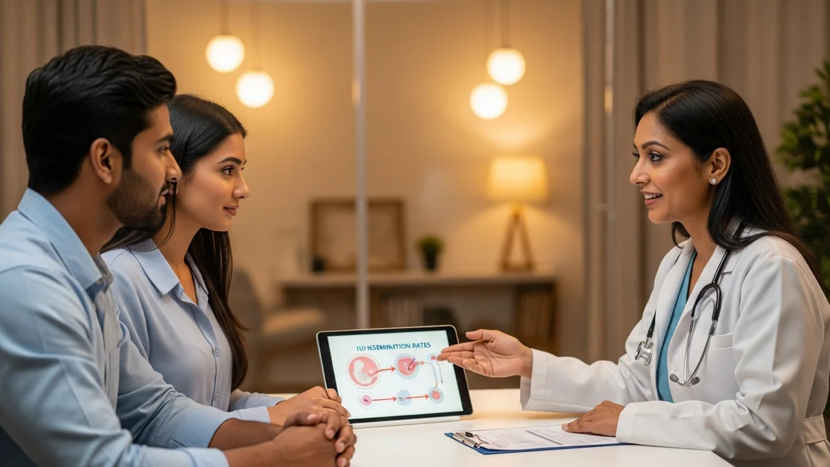 Couple consulting with a female fertility specialist about iui treatment: process & success rates