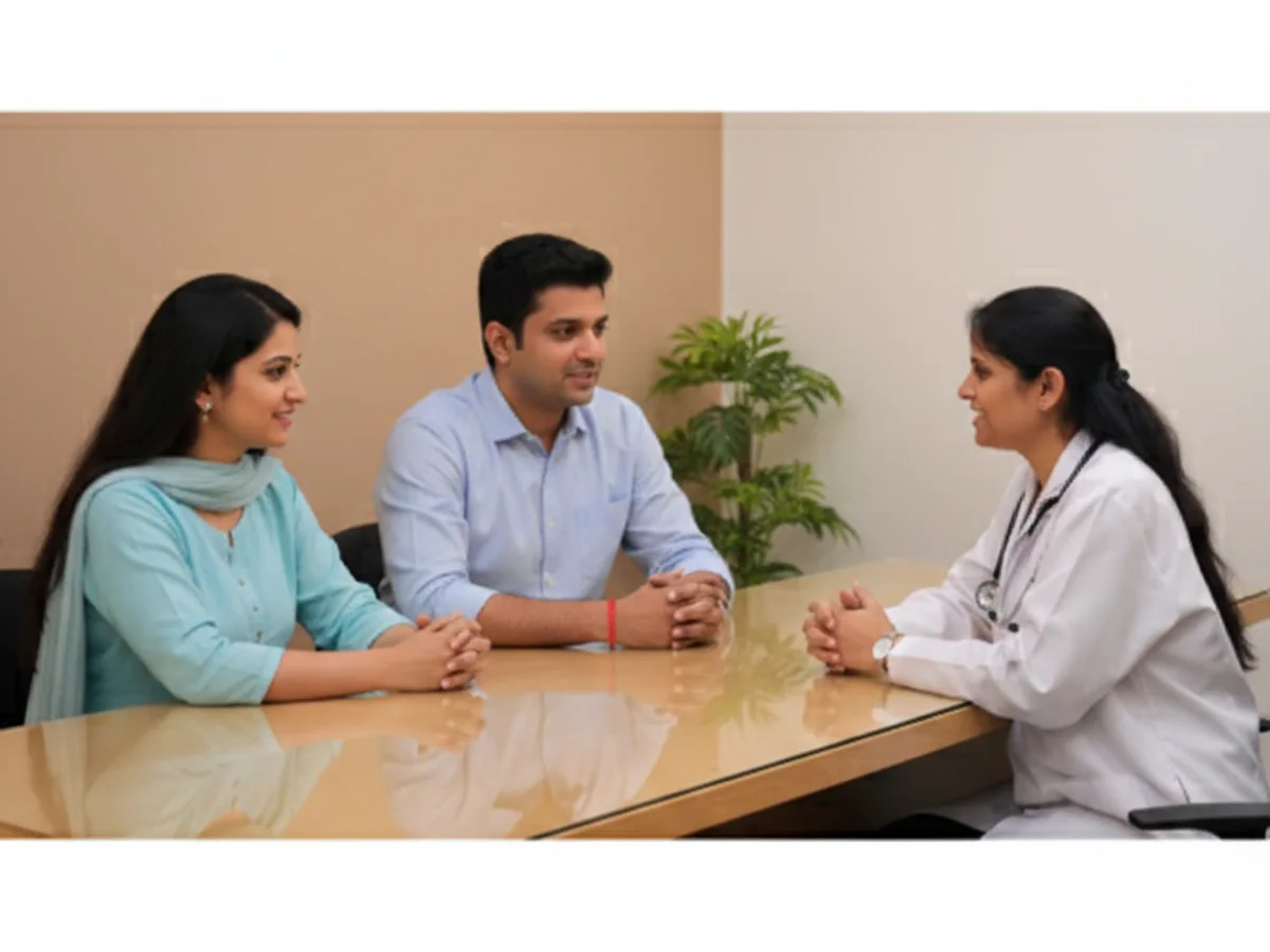 Couple consulting with a female fertility specialist about ivf age limit in india: what you need to know