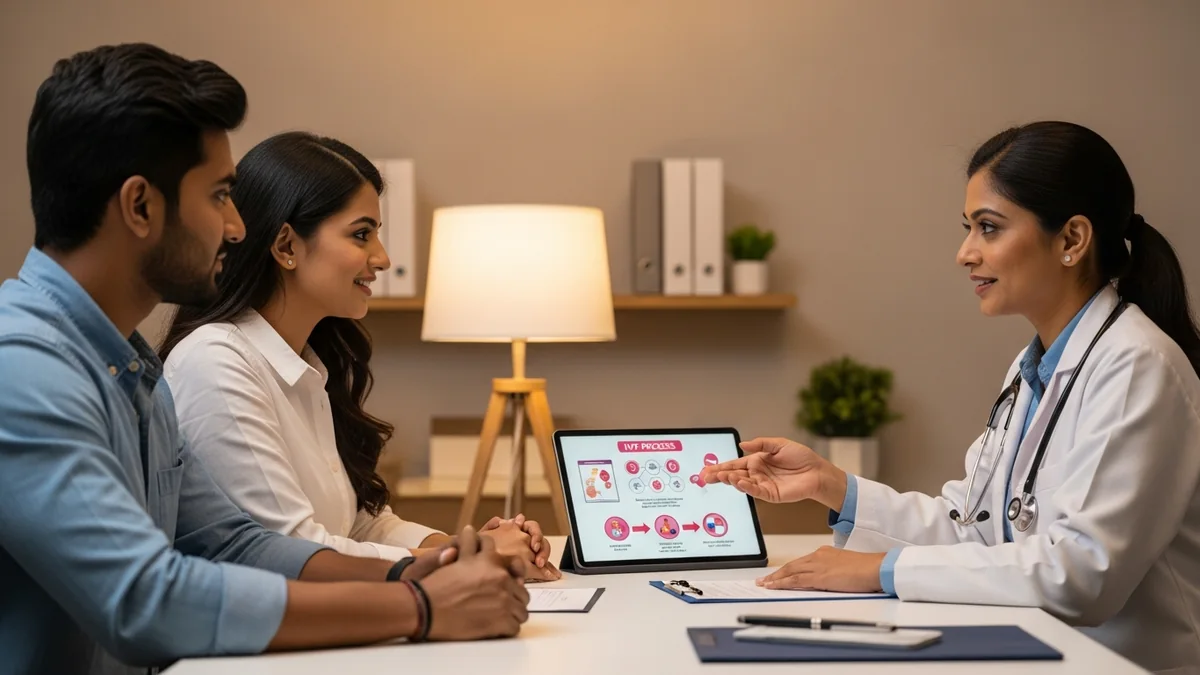 Couple consulting with a female fertility specialist about ivf cost in chennai (2026): full breakdown