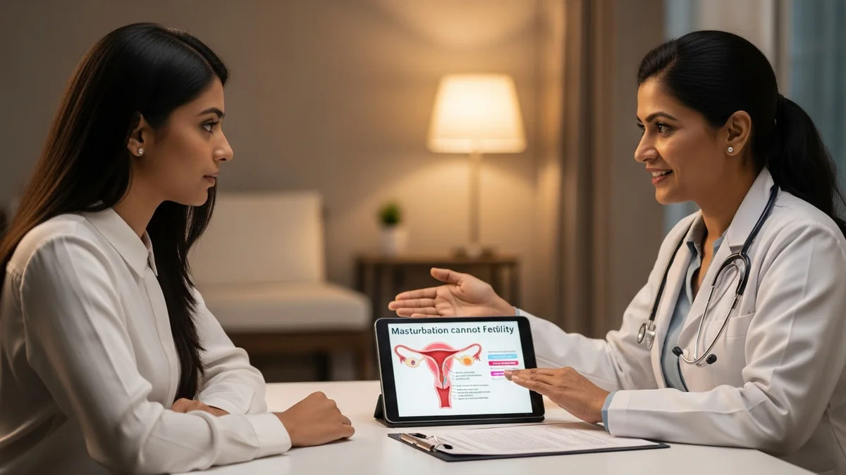 Doctor discussing does masturbation cause infertility in women? doctor explains with a young woman