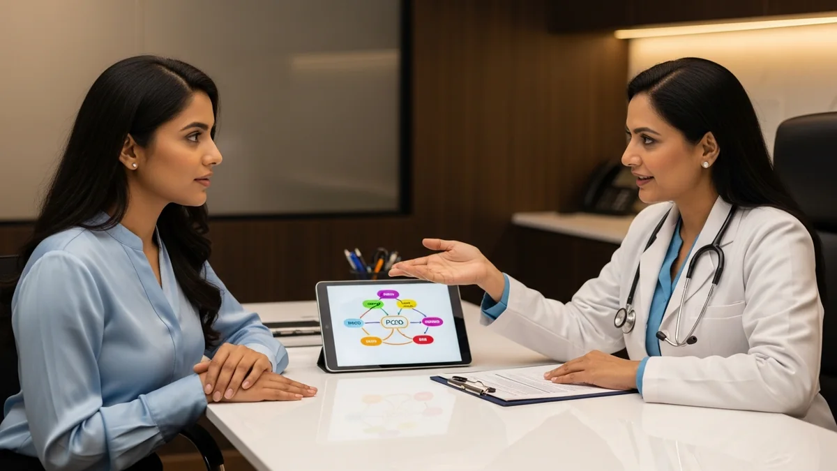 Doctor discussing pcod vs pcos: key differences & treatment with a young woman
