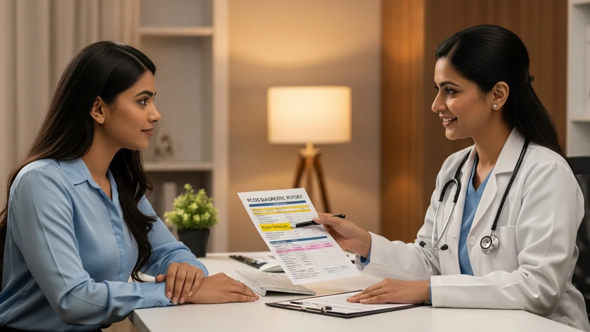 Doctor discussing pcos & infertility: causes, symptoms & treatment with a young woman