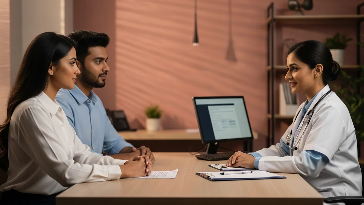 Couple consulting with a female fertility specialist about sperm production daily: what's normal?