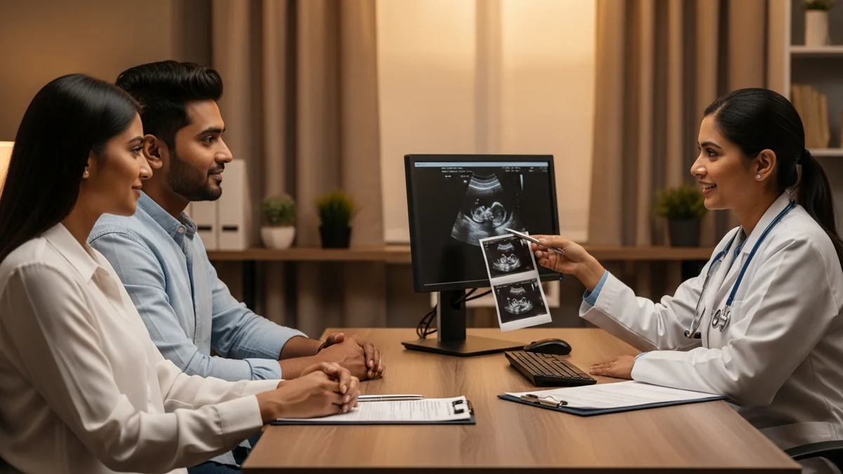 Couple consulting with a female fertility specialist about pregnancy ultrasound types: complete scan guide