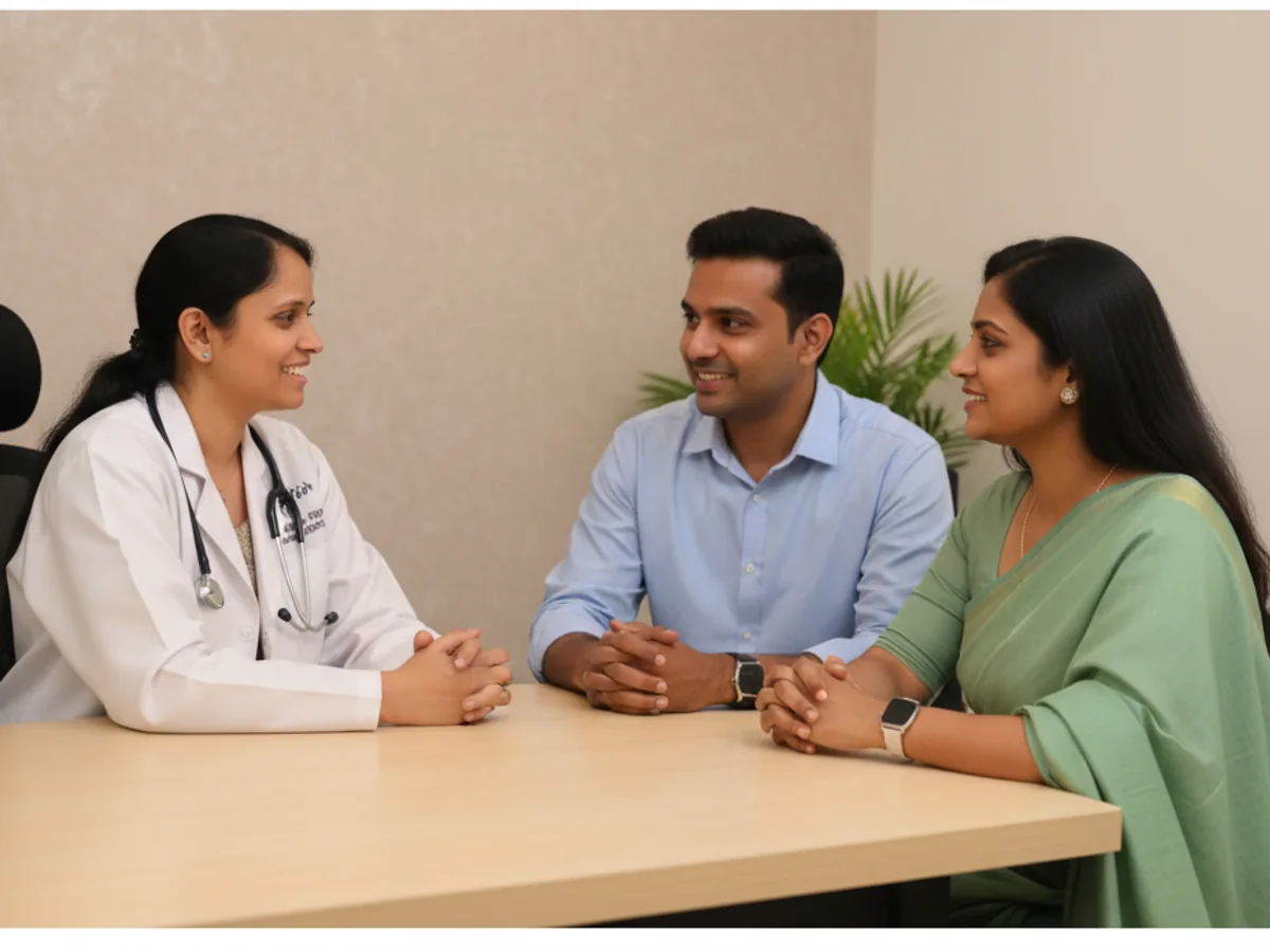 Couple consulting with a female fertility specialist about what is ivf? your simple guide to fertility treatment