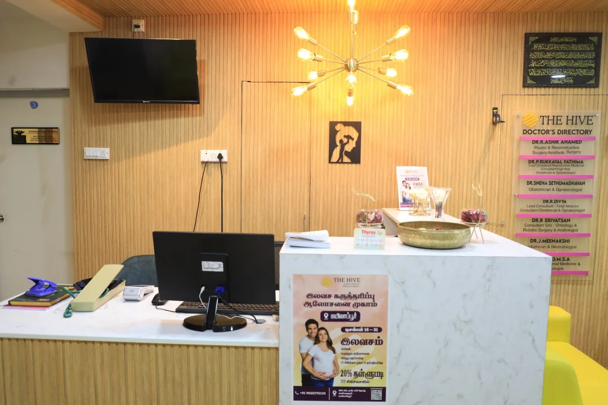 Reception desk and doctor directory
