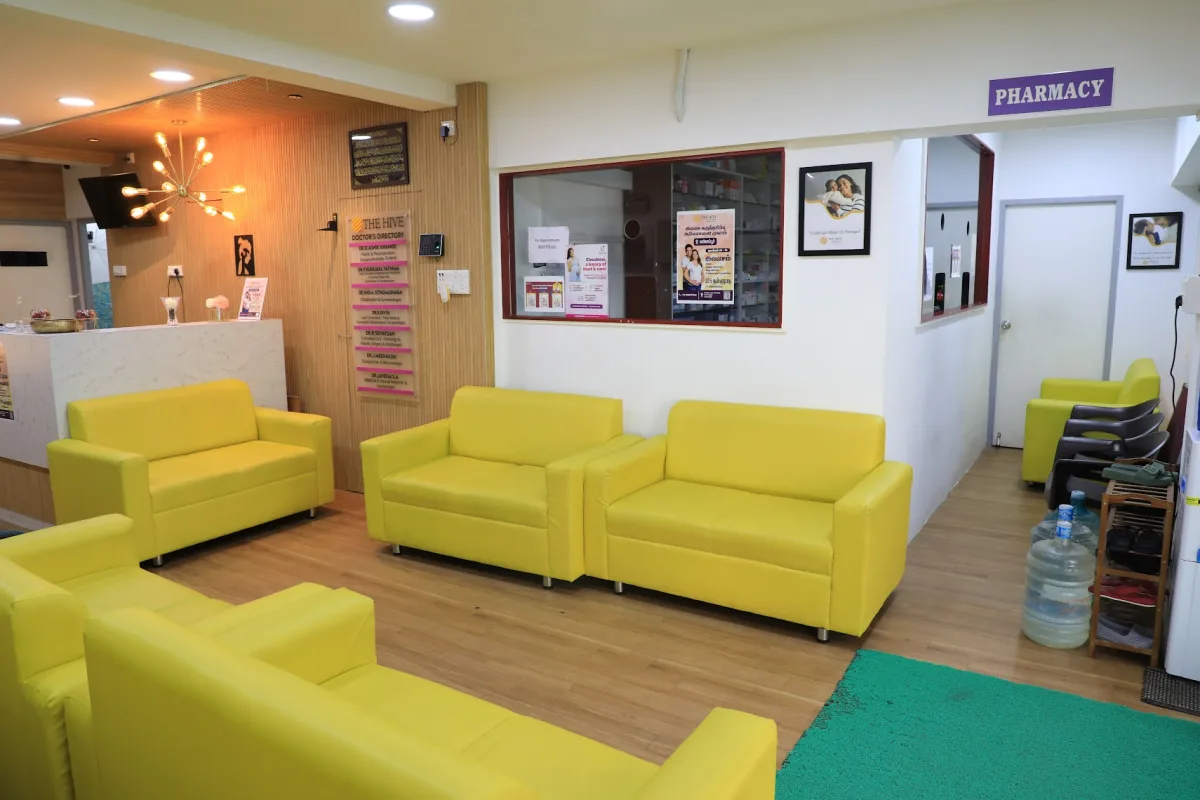 Clinic waiting area with comfortable seating