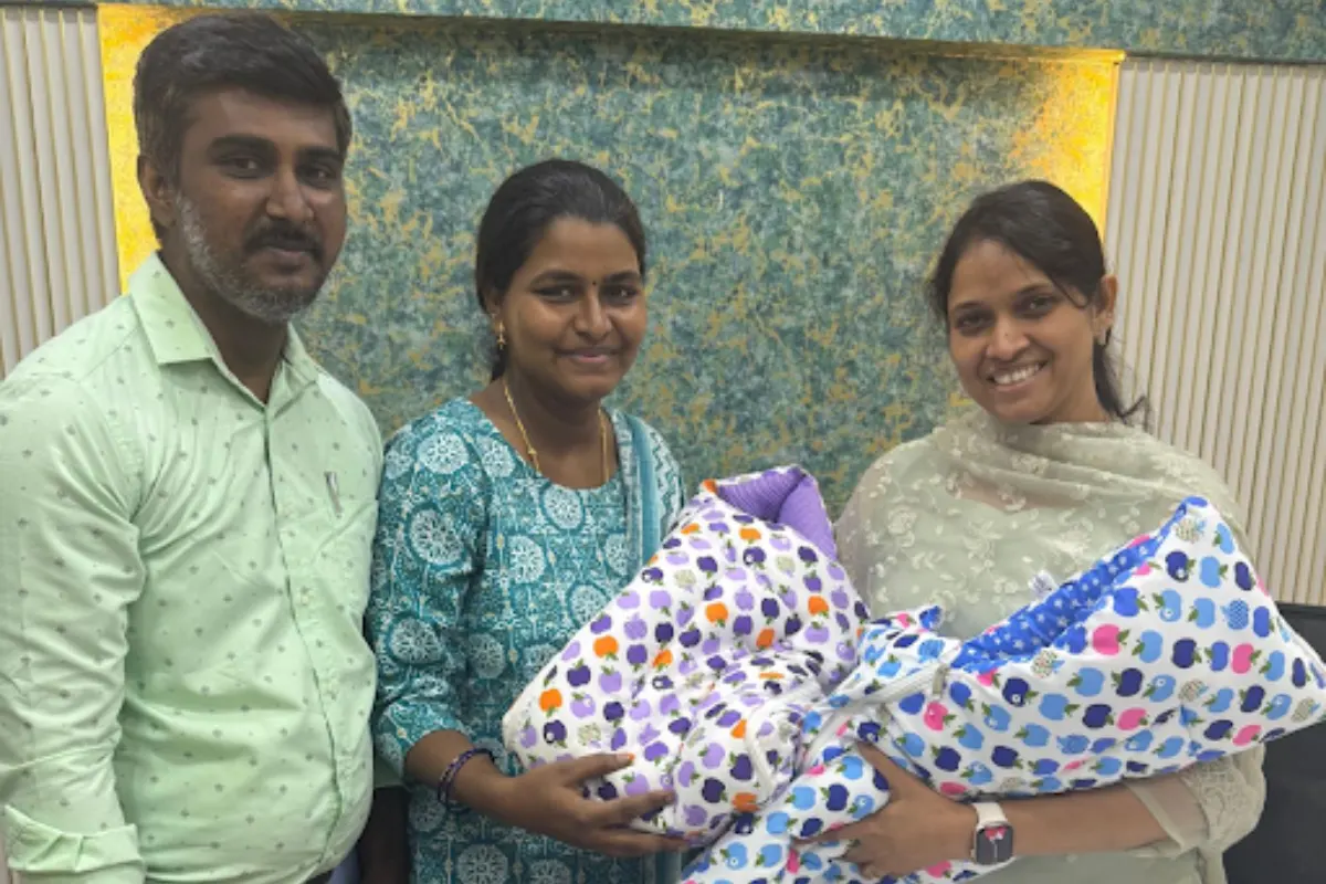 Happy couple with baby after IVF success