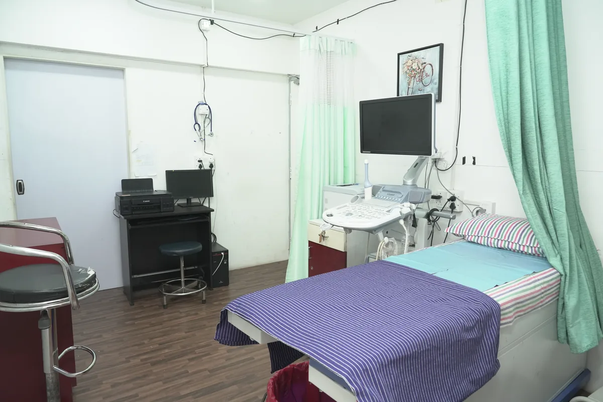 Ultrasound scan room at the Mylapore fertility centre, Chennai
