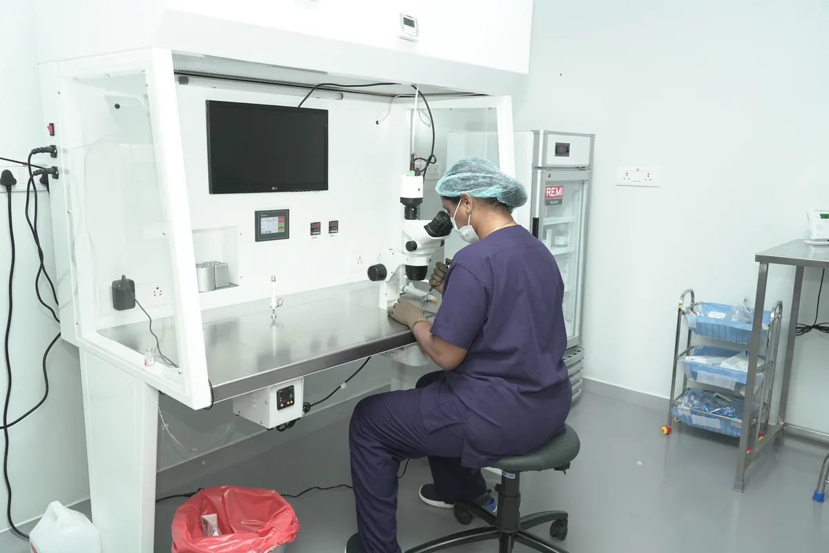 Embryologist at Work at Yaal Fertility and Women's Centre, Velappanchavadi, Chennai