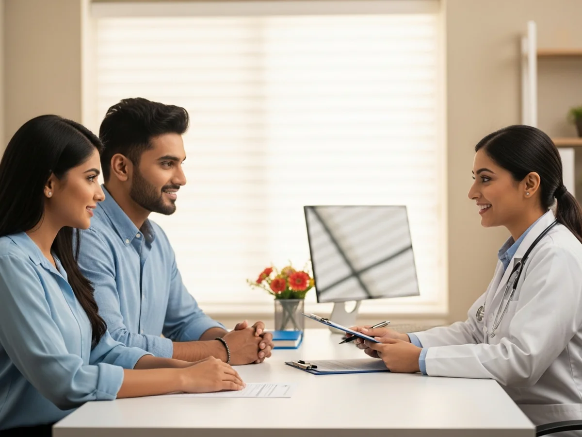 Couple consulting doctor about IUI treatment options in Chennai