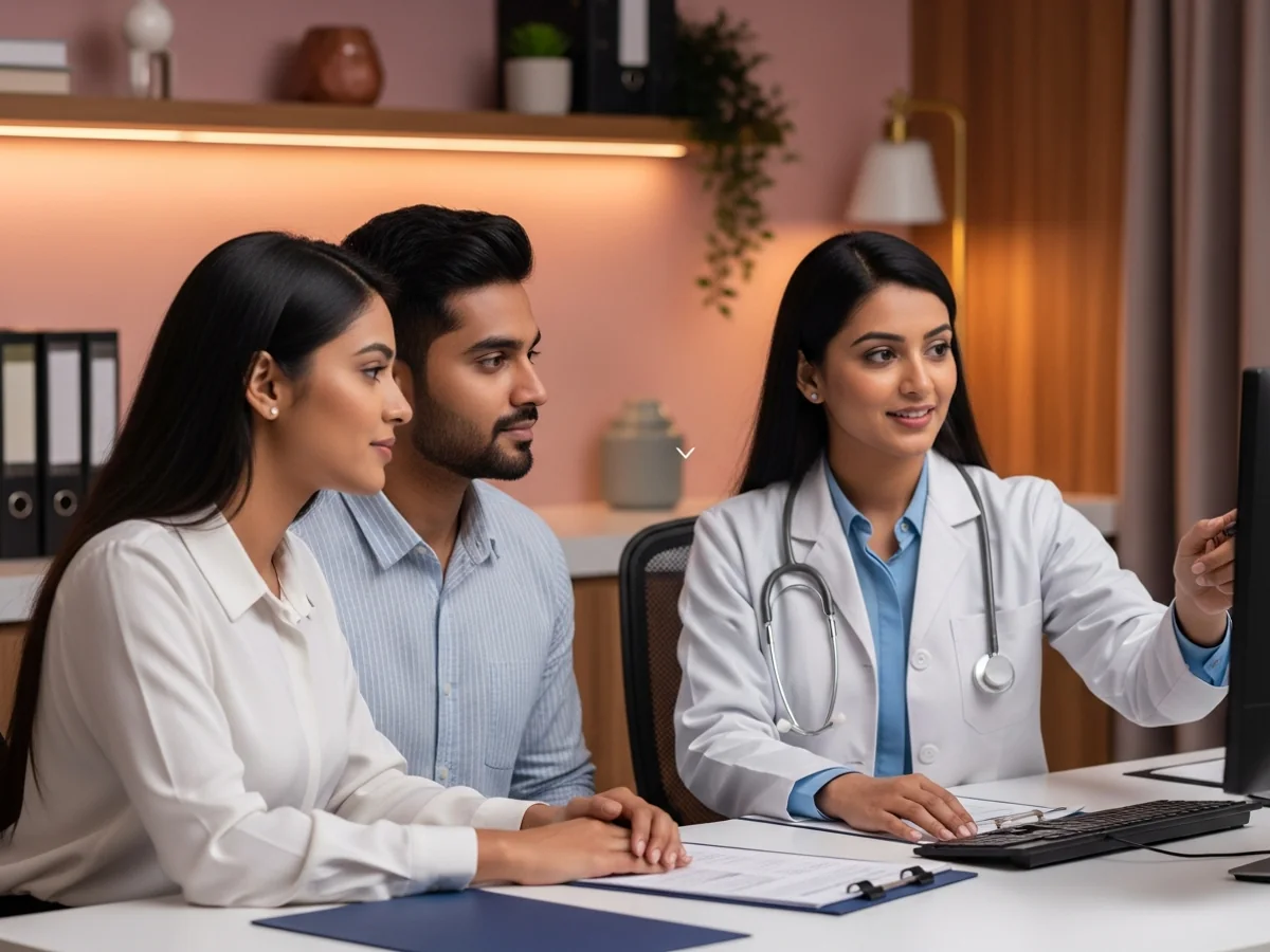 Young couple consulting fertility specialist about IVF treatment in Chennai