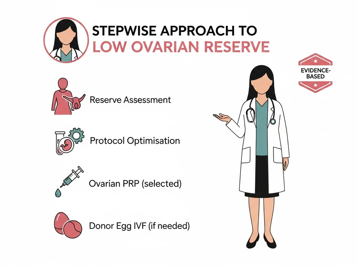 Ovarian PRP process — blood draw, centrifugation, transvaginal injection under ultrasound guidance