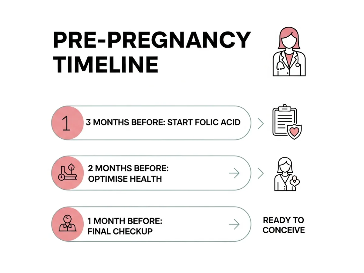 Three-month pre-pregnancy preparation timeline before trying to conceive